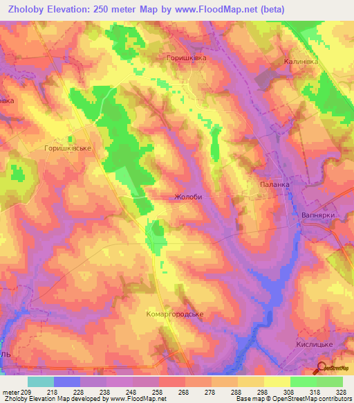 Zholoby,Ukraine Elevation Map