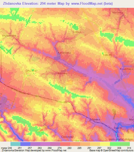 Zhdanovka,Ukraine Elevation Map
