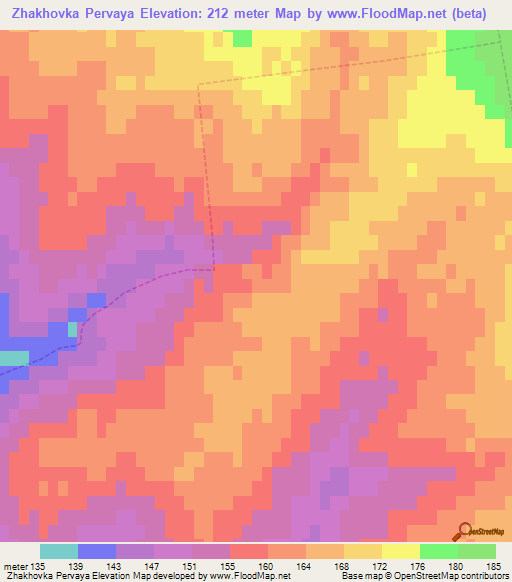 Zhakhovka Pervaya,Ukraine Elevation Map