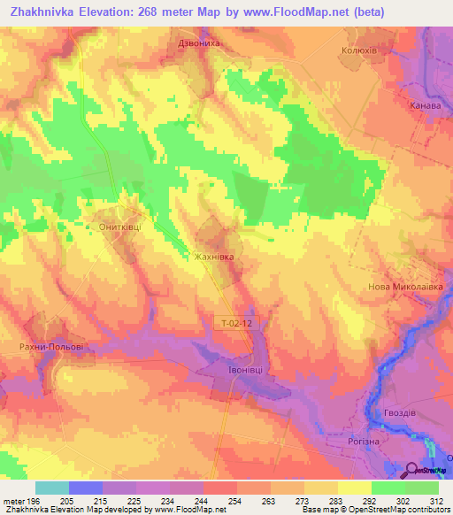 Zhakhnivka,Ukraine Elevation Map