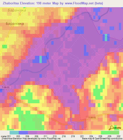 Zhaboritsa,Ukraine Elevation Map