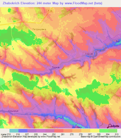 Zhabokrich,Ukraine Elevation Map