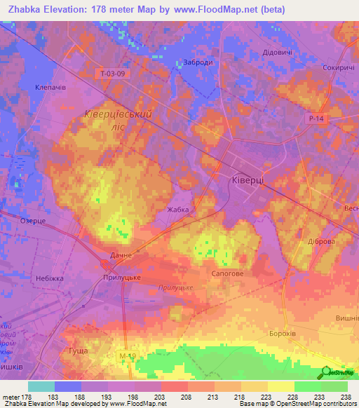 Zhabka,Ukraine Elevation Map