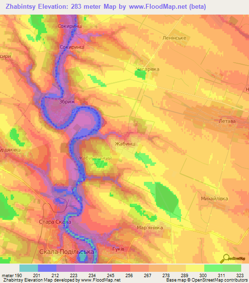 Zhabintsy,Ukraine Elevation Map