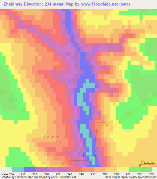 Zhabintsy,Ukraine Elevation Map
