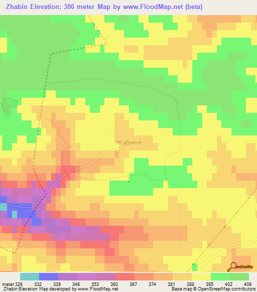 Zhabin,Ukraine Elevation Map