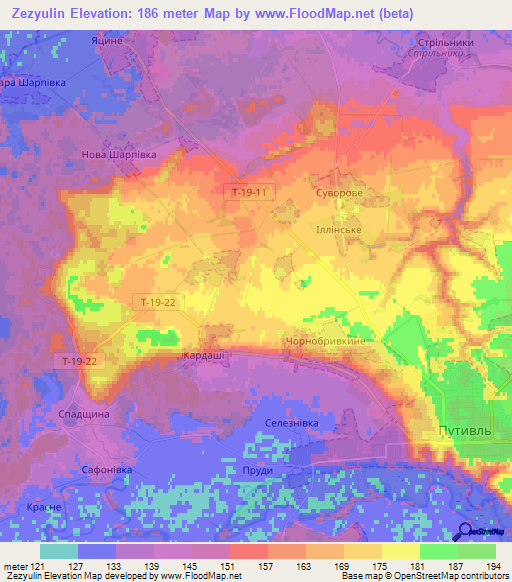 Zezyulin,Ukraine Elevation Map