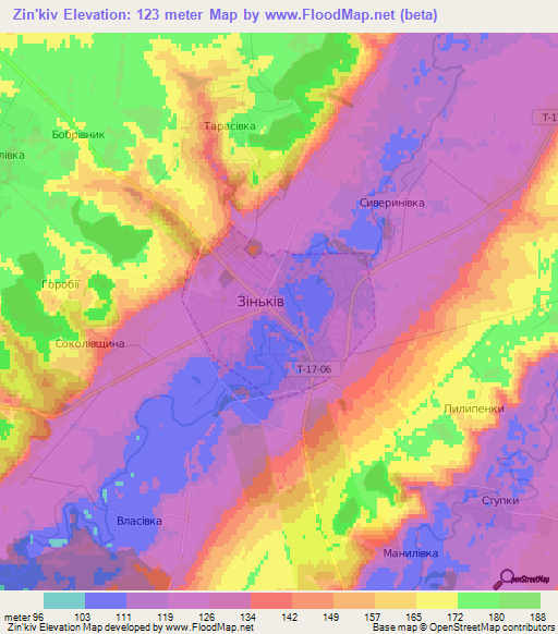Zin'kiv,Ukraine Elevation Map