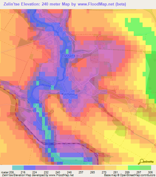 Zelin'tse,Ukraine Elevation Map