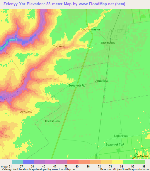 Zelenyy Yar,Ukraine Elevation Map