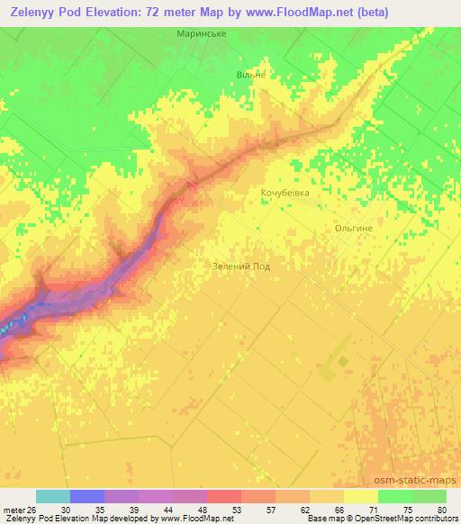 Zelenyy Pod,Ukraine Elevation Map