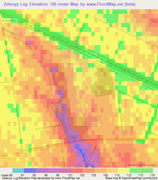 Zelenyy Lug,Ukraine Elevation Map