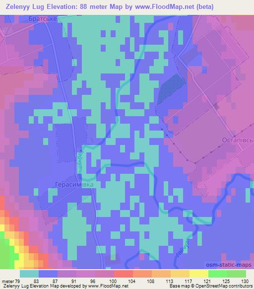 Zelenyy Lug,Ukraine Elevation Map