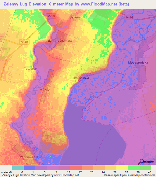 Zelenyy Lug,Ukraine Elevation Map