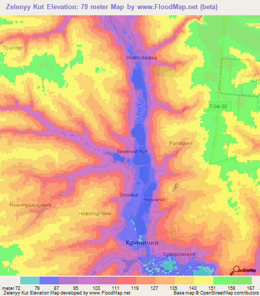 Zelenyy Kut,Ukraine Elevation Map