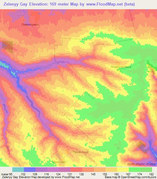 Zelenyy Gay,Ukraine Elevation Map
