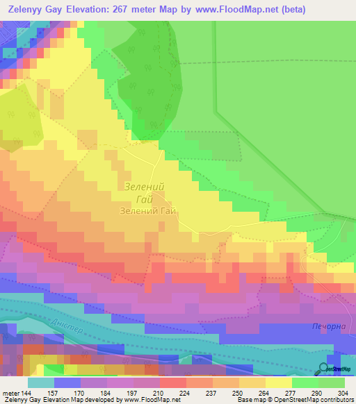 Zelenyy Gay,Ukraine Elevation Map