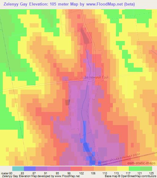 Zelenyy Gay,Ukraine Elevation Map