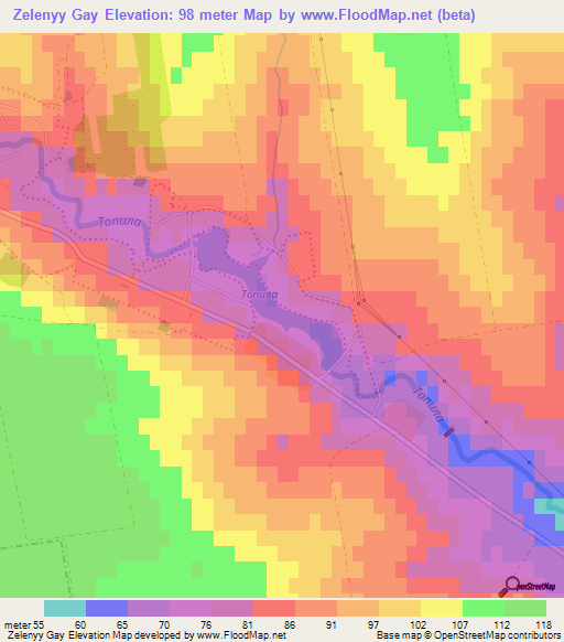 Zelenyy Gay,Ukraine Elevation Map