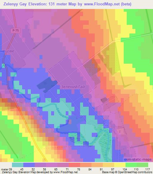 Zelenyy Gay,Ukraine Elevation Map