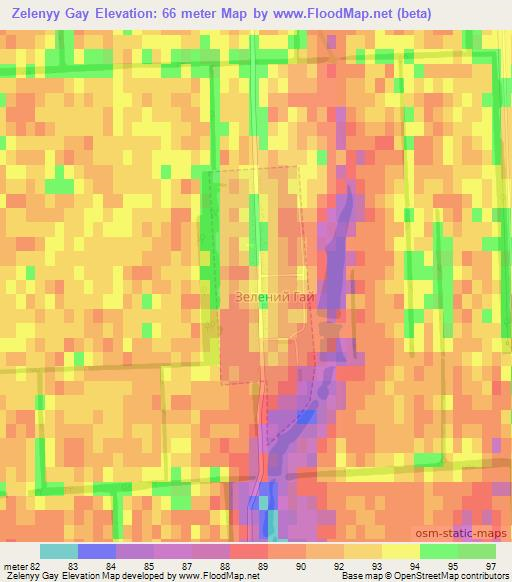 Zelenyy Gay,Ukraine Elevation Map