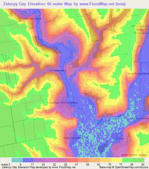 Zelenyy Gay,Ukraine Elevation Map