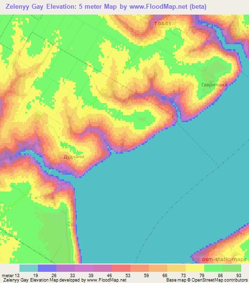 Zelenyy Gay,Ukraine Elevation Map
