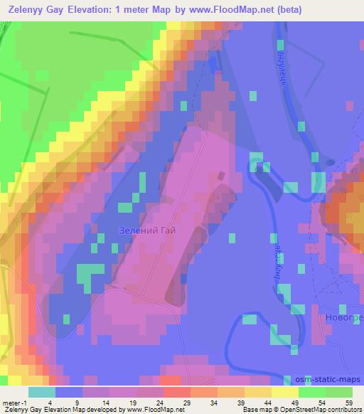 Zelenyy Gay,Ukraine Elevation Map