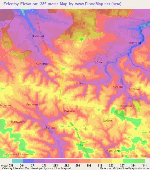 Zelentsy,Ukraine Elevation Map