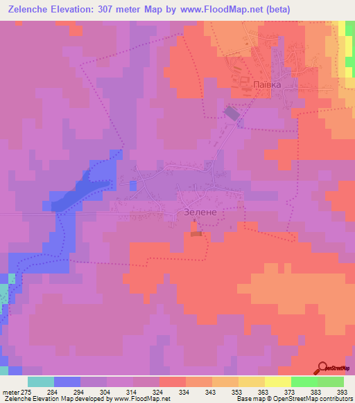 Zelenche,Ukraine Elevation Map