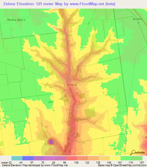 Zelene,Ukraine Elevation Map