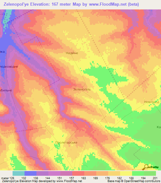 Zelenopol'ye,Ukraine Elevation Map