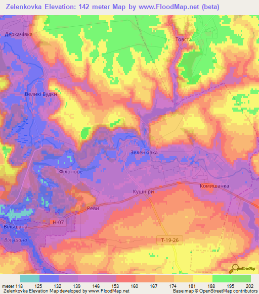 Zelenkovka,Ukraine Elevation Map