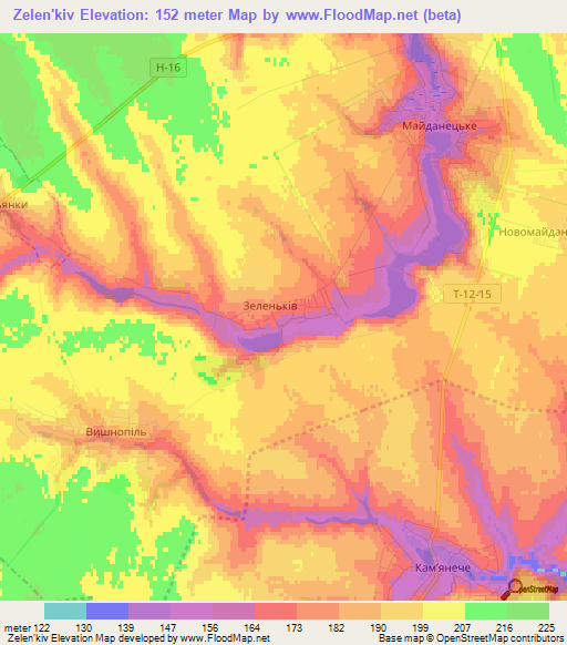 Zelen'kiv,Ukraine Elevation Map