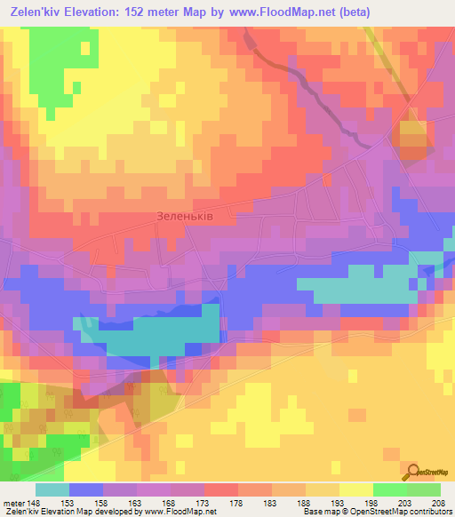 Zelen'kiv,Ukraine Elevation Map