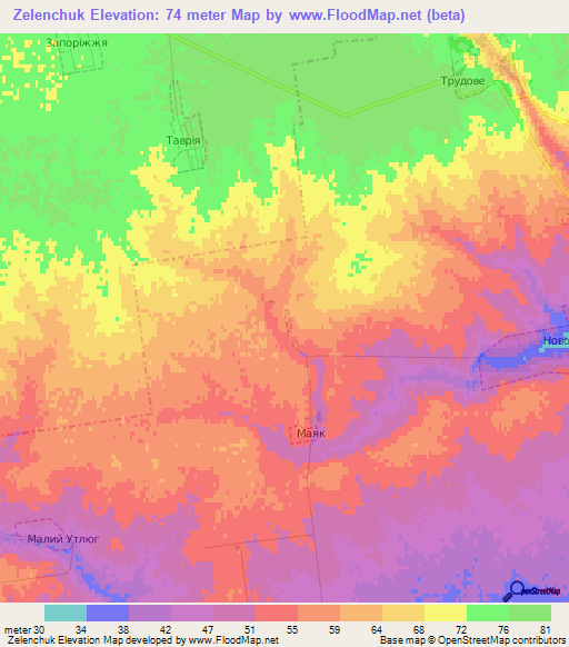 Zelenchuk,Ukraine Elevation Map