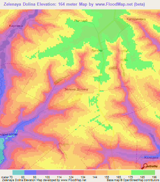 Zelenaya Dolina,Ukraine Elevation Map