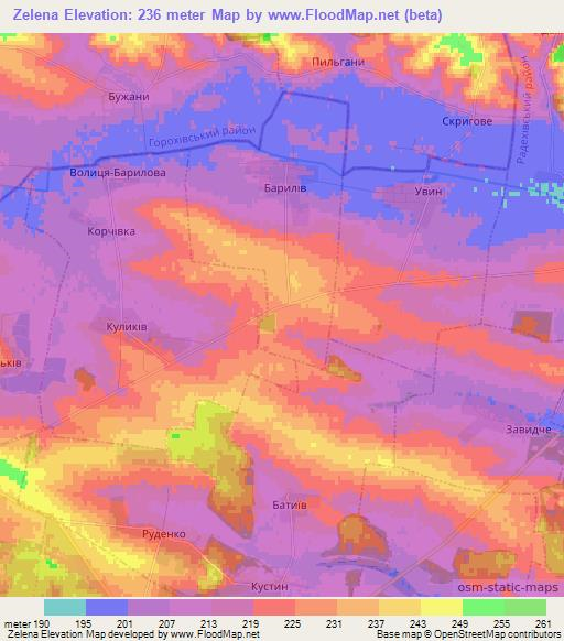 Zelena,Ukraine Elevation Map
