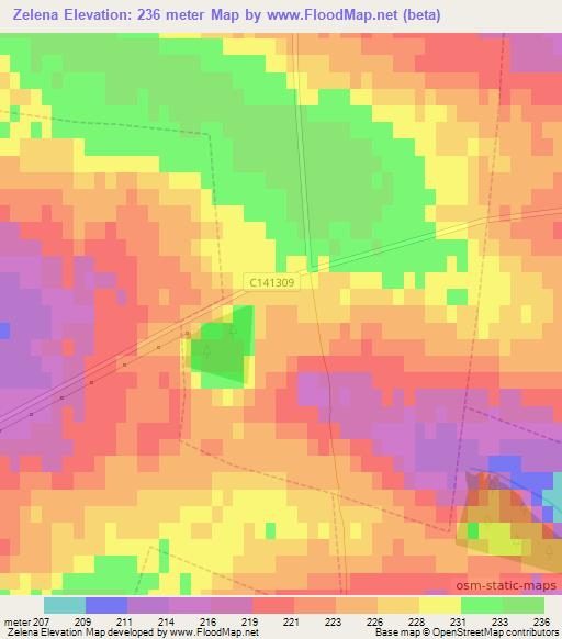 Zelena,Ukraine Elevation Map