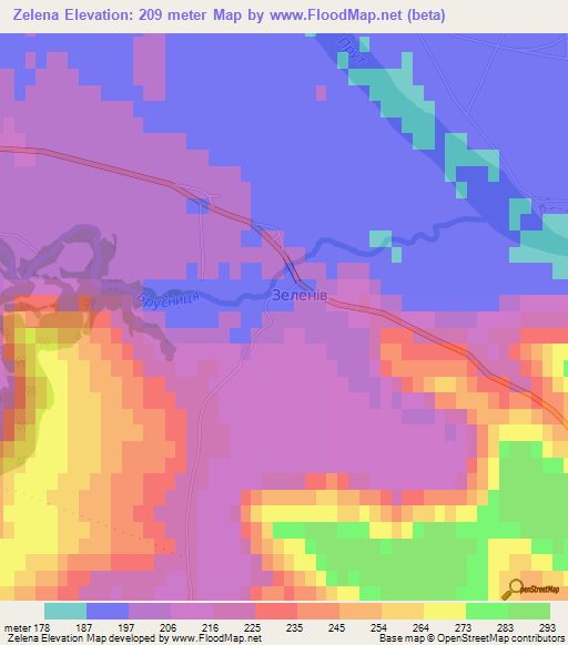 Zelena,Ukraine Elevation Map