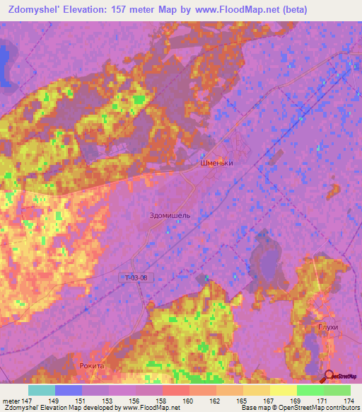 Zdomyshel',Ukraine Elevation Map