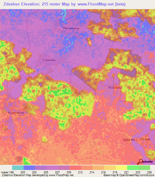 Zdeshuv,Ukraine Elevation Map