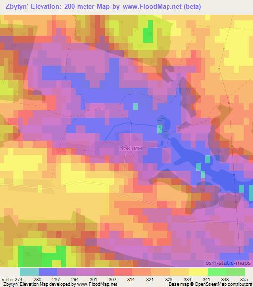 Zbytyn',Ukraine Elevation Map