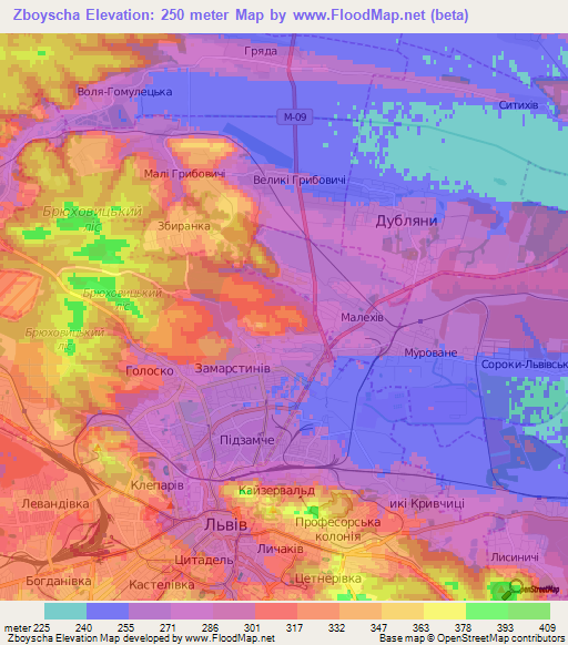 Zboyscha,Ukraine Elevation Map