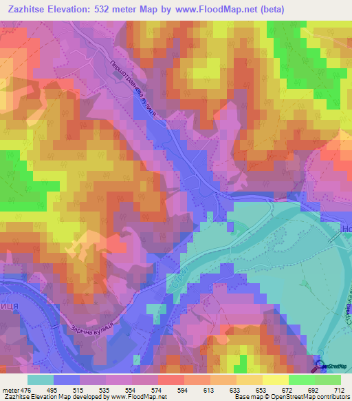 Zazhitse,Ukraine Elevation Map