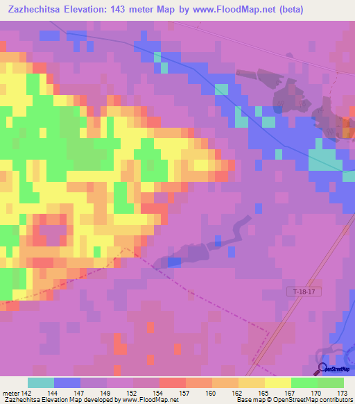Zazhechitsa,Ukraine Elevation Map