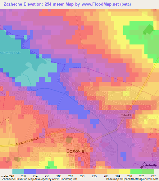 Zazheche,Ukraine Elevation Map