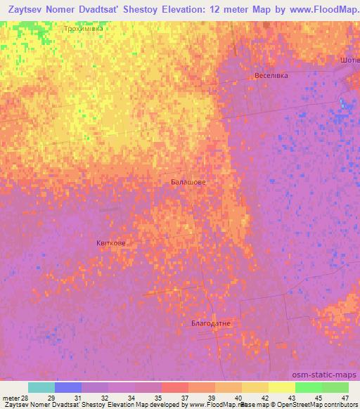 Zaytsev Nomer Dvadtsat' Shestoy,Ukraine Elevation Map