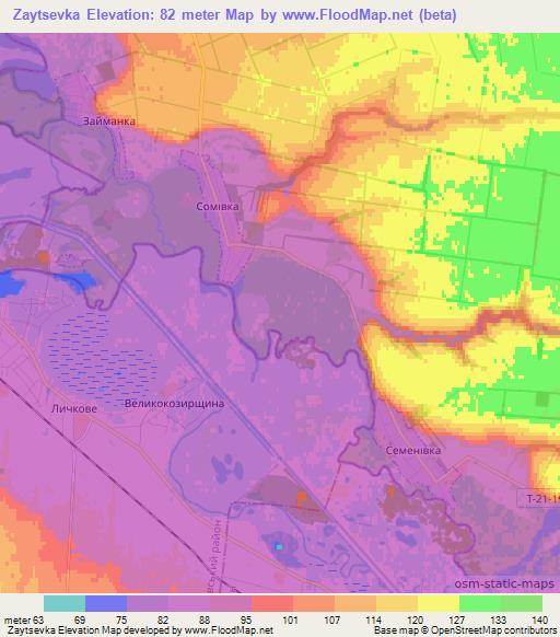 Zaytsevka,Ukraine Elevation Map