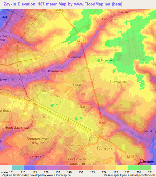 Zaykin,Ukraine Elevation Map